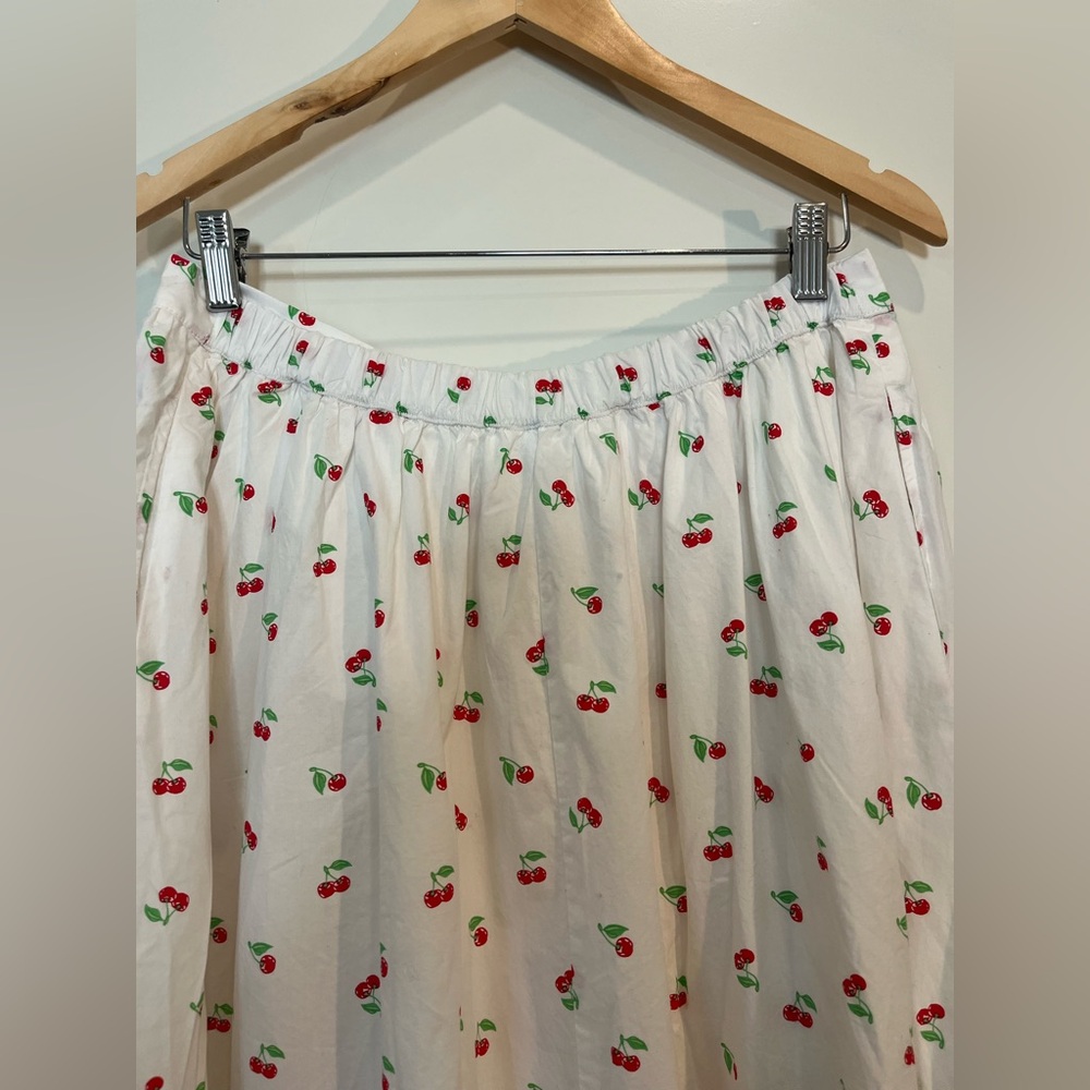 NWT Aerie New Essential Novelty Print Cherry Maxi Cotton Cottagecore skirt sz L - Picture 8 of 12